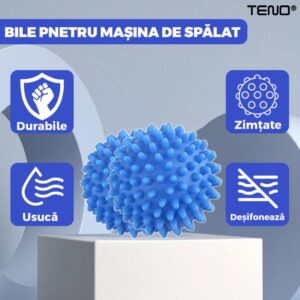 Set Bile Pentru Masina de Spalat si Uscator, Previn Incarcarea Statica, Compacte, Reutilizabile, Ajuta Impotriva Sifonarii Hainelor, Albastru, TENO656