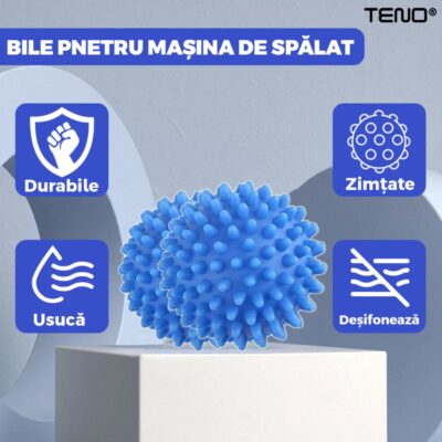 Set Bile Pentru Masina de Spalat si Uscator, Previn Incarcarea Statica, Compacte, Reutilizabile, Ajuta Impotriva Sifonarii Hainelor, Albastru, TENO656