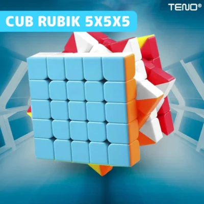 Cub Rubik Magnetic, Puzzle Rapid, Fara Autocolante, Dezvoltarea Inteligentei, 5x5x5, Multicolor, TENO366