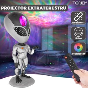 Proiector de Lumini Tip Extraterestru cu Telecomanda si Timer, 8 Moduri de Proiectie, Rotire 360 Grade, Ajustare Luminozitate, TENO545