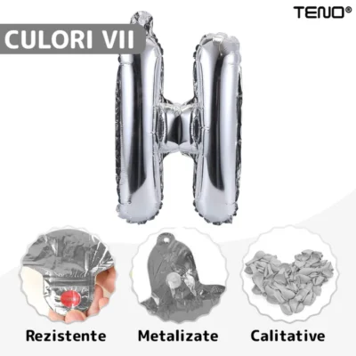 Set 27 Baloane, Litere, Pentru Petreceri/Aniversari/Evenimente, Confetti, Stelute, Inimioare, Model Happy Birthday, Argintiu, TENO718