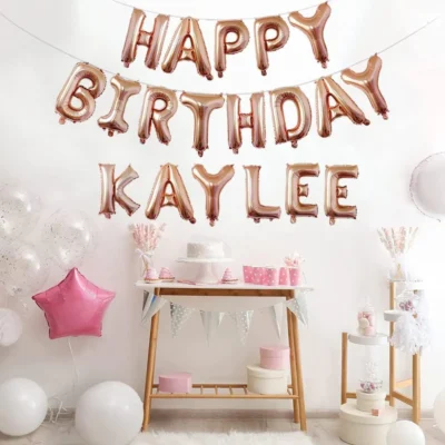 Set 13 Baloane, Litere, Pentru Petreceri/Aniversari/Evenimente, Model Happy Birthday, Rose Gold, TENO306