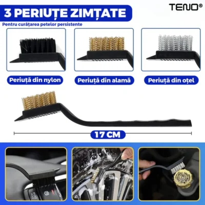 Set Premium 26 Piese Detailing Auto, 5 Pensule Detaliu, Burete Aplicator,Laveta Microfibra, Perii Aer Conditionat, Perii de Zimtate, Manusa Din Microfibra Fata-Verso, TENO677