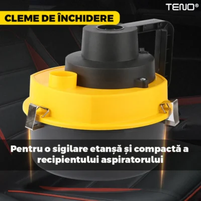 Aspirator Auto Portabil, Capacitate 3 Litri, 120W, Alimentare Bricheta Auto 12V, Aspirare Umed si Uscat, 4 Accesorii Incluse, TENO359