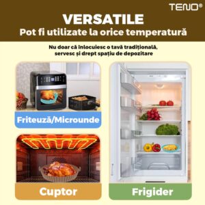 Set 4 Tavi de Copt Rotunde din Silicon, Reutilizabile, Antiaderente, Rezistente la Temperaturi Inalte, 21x17 cm, Multicolor, TENO988