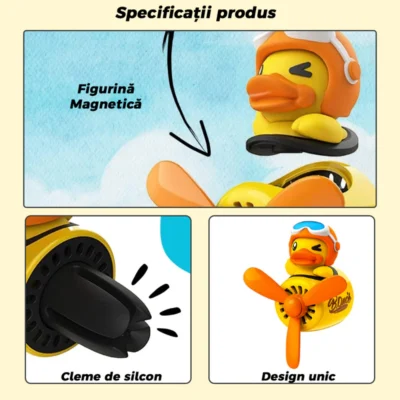 Difuzor Auto Aromaterapie, Car Pilot Yellow Duck, Kit Odorizant, 2 Arome cu Extracte Naturale Incluse, TENO336