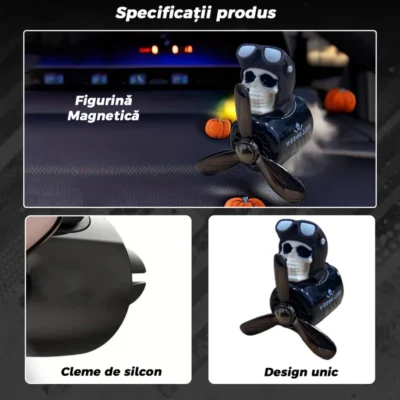 Difuzor Auto Aromaterapie, Car Pilot Skeleton, Kit Odorizant, 2 Arome cu Extracte Naturale Incluse, TENO339