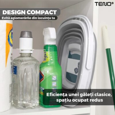 Galeata Pliabila, Rezistenta, Usor de Depozitat, Compacta, Capacitate 10 L, Gri, TENO665