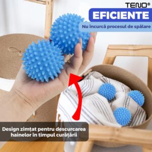 Set Bile Pentru Masina de Spalat si Uscator, Previn Incarcarea Statica, Compacte, Reutilizabile, Ajuta Impotriva Sifonarii Hainelor, Albastru, TENO656