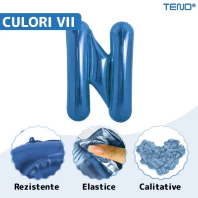 Set 12 Baloane, Litere, Pentru Petreceri/Aniversari/Evenimente, Metalizate, Folie, 45 cm, Model BINE ATI VENIT, Albastru, TENO1286