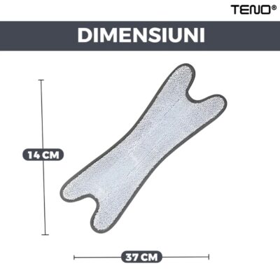 Set 3 Rezerve Pentru Mop cu Cap in Forma de X, Rotire 360 Grade, 37x14 cm, Gri, TENO1247