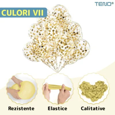 Set 5 Baloane cu Banner, Confetti, Pentru Petreceri/Aniversari/Evenimente, Model Happy Birthday, Albastru, TENO1062