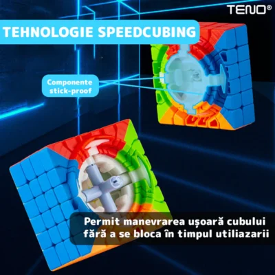 Cub Rubik Magnetic, Puzzle Rapid, Fara Autocolante, Dezvoltarea Inteligentei, 5x5x5, Multicolor, TENO366