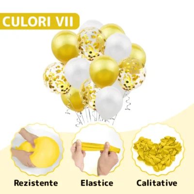 Set 15 Baloane, Confeti, Pentru Petreceri/Aniversari/Evenimente, O Singura Dimensiune, 3 Culori, Latex, Auriu/Alb/Transparent, TENO261