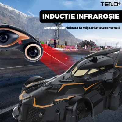 Masinuta Antigravitationala cu Telecomanda, Urcare pe Pereti si Tavan, Rotire 360 Grade, Senzor Infrarosu, Incarcare USB, Telecomanda Intuitiva, Negru, TENO1429