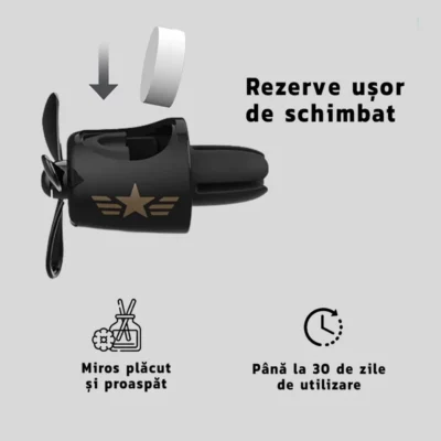 Difuzor Auto Aromaterapie, Car Pilot Bear, Kit Odorizant, 2 Arome cu Extracte Naturale Incluse, TENO337