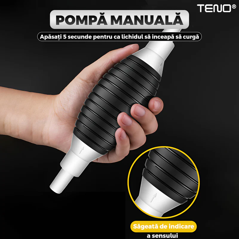 Pompa Manuala Pentru Transfer Lichide, Cleme Prindere, Furtun 1,5m Lungime, Anti-Scurgere, Materiale Calitative, TENO995