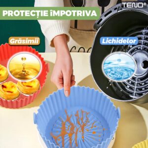 Set 4 Tavi de Copt Rotunde din Silicon, Reutilizabile, Antiaderente, Rezistente la Temperaturi Inalte, 21x17 cm, Multicolor, TENO988