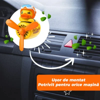 Difuzor Auto Aromaterapie, Car Pilot Yellow Duck, Kit Odorizant, 2 Arome cu Extracte Naturale Incluse, TENO336