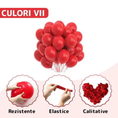 Set 100 Baloane Pentru Petreceri/Aniversari/Evenimente, o Singura Dimensiune, Latex, Rosu, TENO256