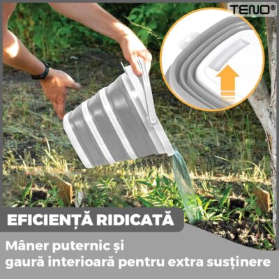 Galeata Pliabila, Rezistenta, Usor de Depozitat, Compacta, Capacitate 10 L, Gri, TENO665