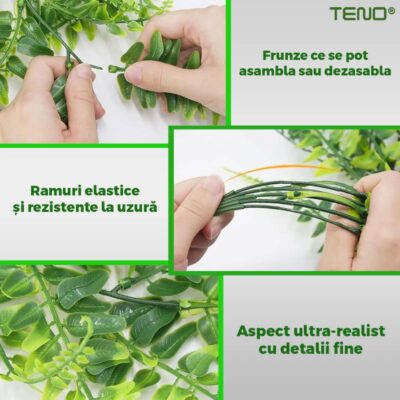 Set 2 Plante Artificiale Tip Iedera, Ramuri Agatatoare, Aspect Natural, Rezistente la Conditii Meteo, Interior/Exterior, 85 cm, TENO1128