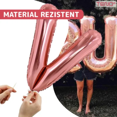 Set 12 Baloane, Litere, Pentru Petreceri/Aniversari/Evenimente, Metalizate, Folie, 45 cm, Model BINE ATI VENIT, Roz, TENO1048