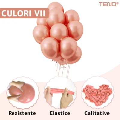 Set 25 Baloane, Pentru Petreceri/Aniversari/Evenimente, O Singura Dimensiune, Latex, Rose Gold, TENO773