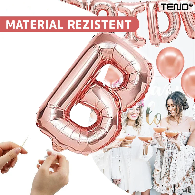 Set 9 Baloane, Litere, Pentru Petreceri/Aniversari/Evenimente, Model BRIDE TO BE, Rose Gold, TENO719