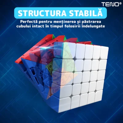 Cub Rubik Magnetic, Puzzle Rapid, Fara Autocolante, Dezvoltarea Inteligentei, 5x5x5, Multicolor, TENO366