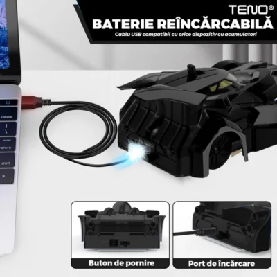 Masinuta Antigravitationala cu Telecomanda, Urcare pe Pereti si Tavan, Rotire 360 Grade, Senzor Infrarosu, Incarcare USB, Telecomanda Intuitiva, Negru, TENO1429