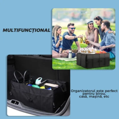Organizator Universal Auto Portabil Pentru Portbagaj, 7 Compartimente, Pliabil, Impermeabil, Chingi de Ancorare, Multifunctional, TENO293