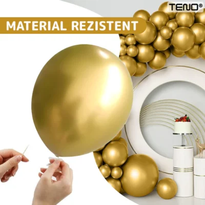 Set 50 Baloane, Pentru Petreceri/Aniversari/Evenimente, O Singura Dimensiune, Latex, Auriu, TENO721