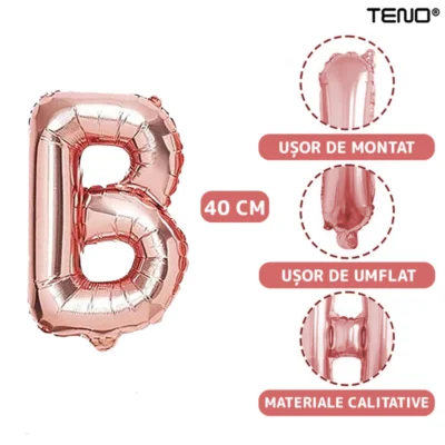 Set 9 Baloane, Litere, Pentru Petreceri/Aniversari/Evenimente, Model BRIDE TO BE, Rose Gold, TENO719