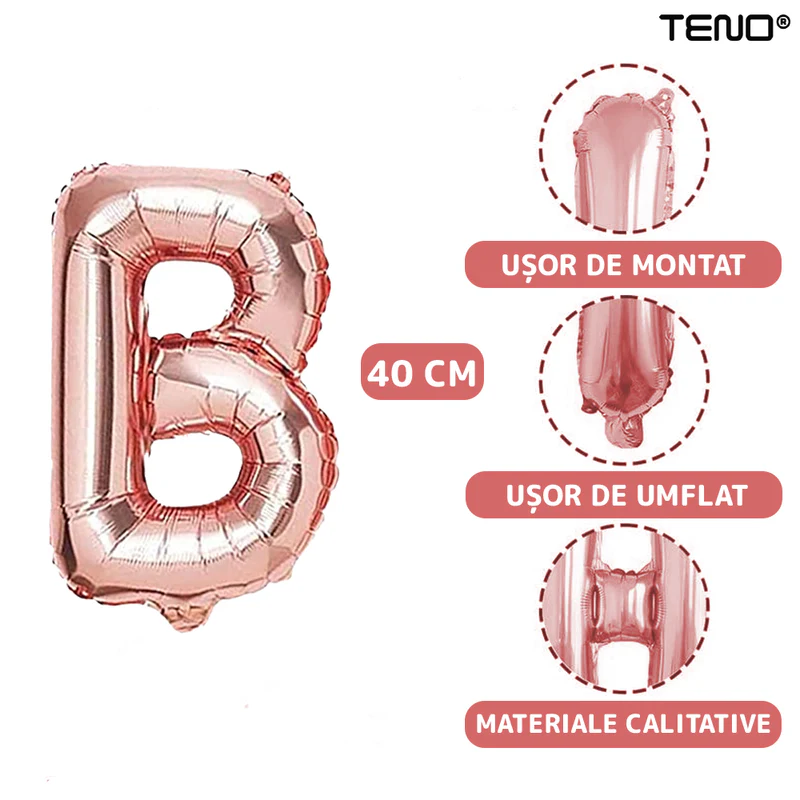 Set 9 Baloane, Litere, Pentru Petreceri/Aniversari/Evenimente, Model BRIDE TO BE, Rose Gold, TENO719