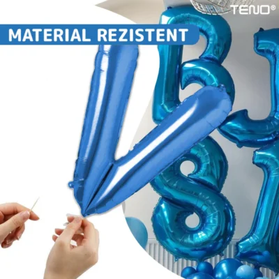 Set 12 Baloane, Litere, Pentru Petreceri/Aniversari/Evenimente, Metalizate, Folie, 45 cm, Model BINE ATI VENIT, Albastru, TENO1286