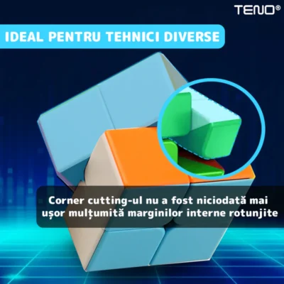 Cub Rubik Magnetic, Puzzle Rapid, Fara Autocolante, Dezvoltarea Inteligentei, 2x2x2, Multicolor, TENO364