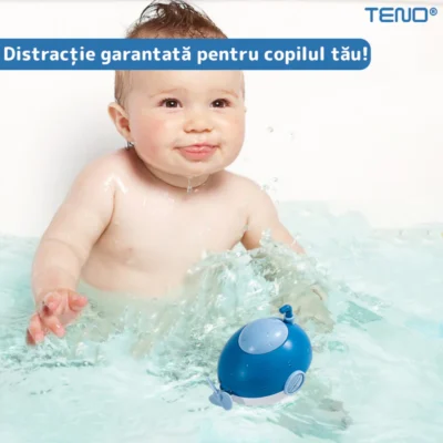 Jucarie de Baie Pentru Copii, Submarin Inotator, Fara Baterii, Mecanism cu Cheita, 8x11x8.5cm, Albastru, TENO126