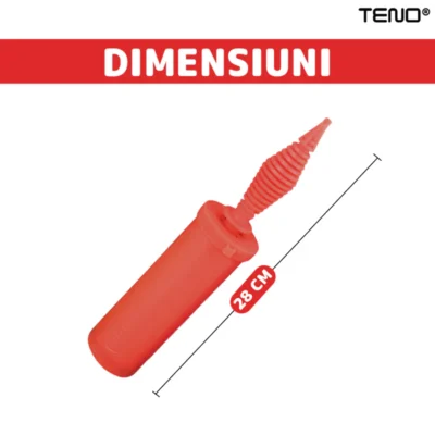 Pompa Manuala Pentru Umflat Baloane cu Dublu Sens, Multifunctionala, Materiale Calitative, Umflare Rapida, 28 cm, Rosu/Negru, TENO370