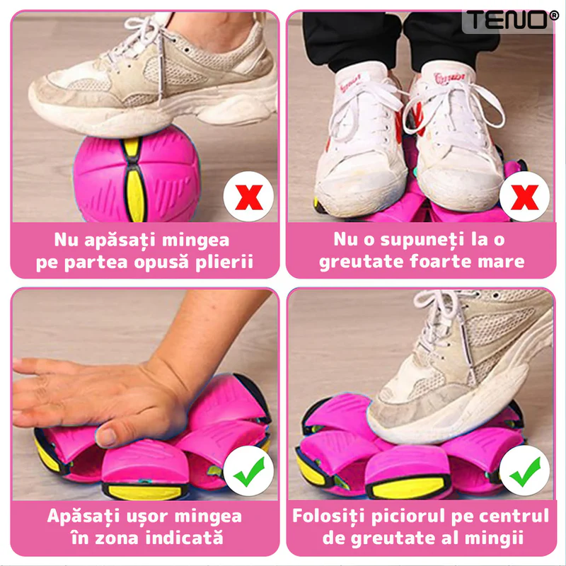 Minge Zburatoare Transformabila in Disc Frisbee, 2 Moduri de Joaca, 23 cm, Roz, TENO354