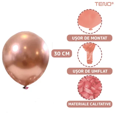 Set 10 Baloane, Confeti, Pentru Petreceri/Aniversari/Evenimente, O Singura Dimensiune, 2 Culori, Latex, Rose Gold, TENO727