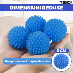 Set Bile Pentru Masina de Spalat si Uscator, Previn Incarcarea Statica, Compacte, Reutilizabile, Ajuta Impotriva Sifonarii Hainelor, Albastru, TENO656