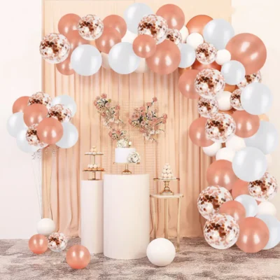 Set 15 Baloane, Confeti, Pentru Petreceri/Aniversari/Evenimente, O Singura Dimensiune, 3 Culori, Latex, Roz/Alb/Transparent, TENO262