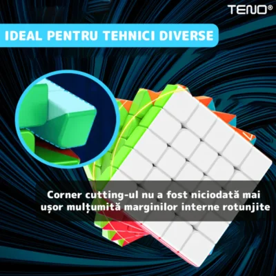 Cub Rubik Magnetic, Puzzle Rapid, Fara Autocolante, Dezvoltarea Inteligentei, 5x5x5, Multicolor, TENO366