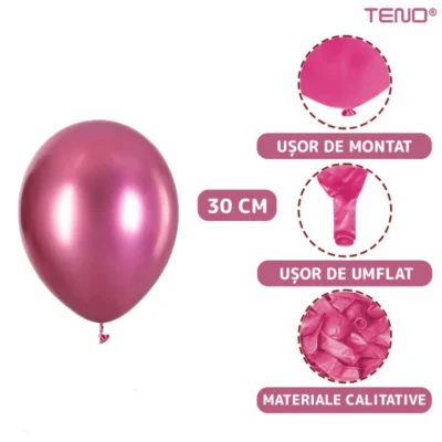 Set 10 Baloane, Confeti, Pentru Petreceri/Aniversari/Evenimente, O Singura Dimensiune, 2 Culori, Latex, Roz, TENO726