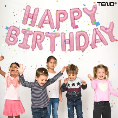 Set 13 Baloane, Litere, Pentru Petreceri/Aniversari/Evenimente, Model Happy Birthday, Rose, TENO716