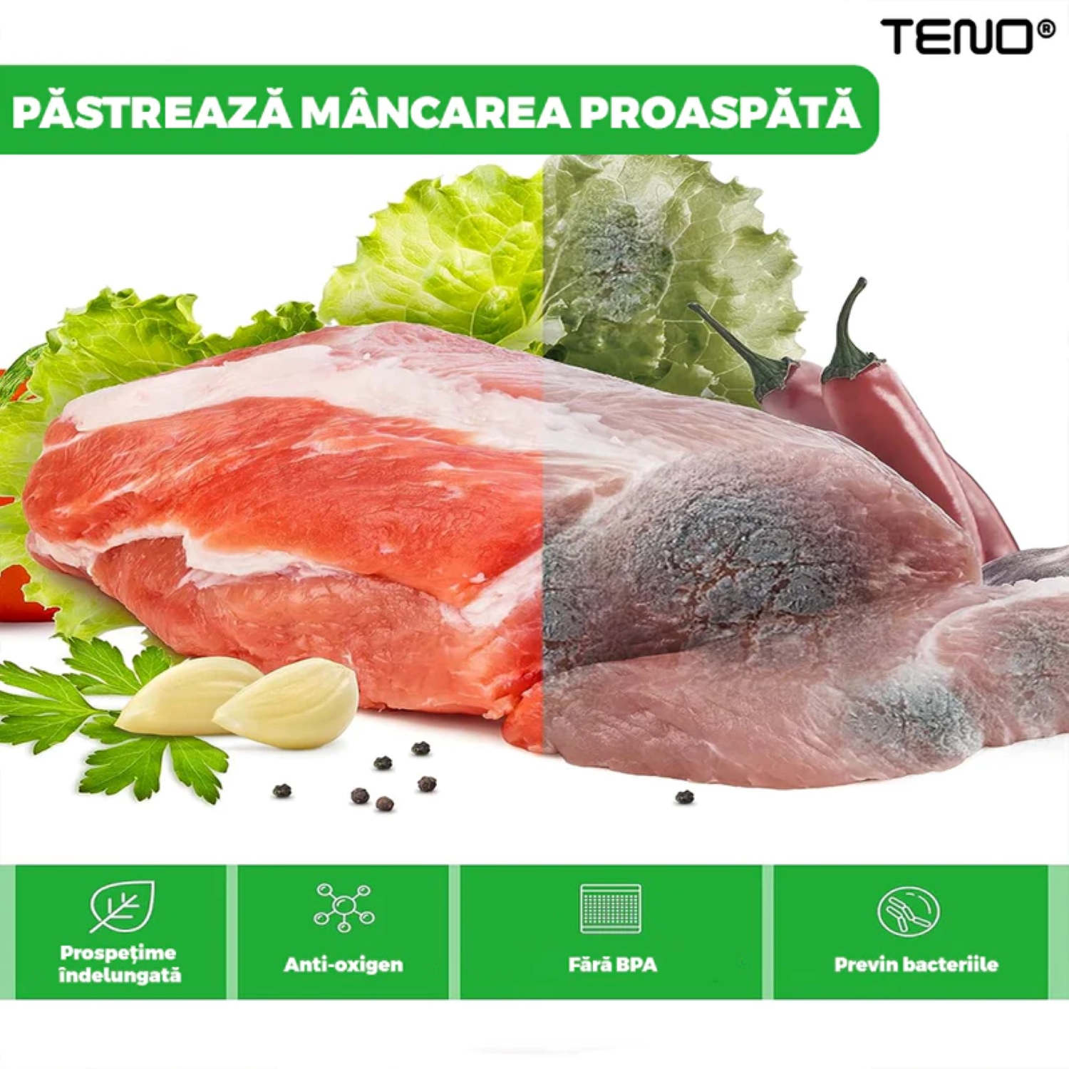 Set 2 Role Folii Transparente Pentru Vidat Universale, 5mX20cm, Gofrate, Reutilizabile, Rezistente la Caldura, TENO555