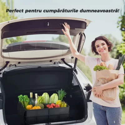 Organizator Universal Auto Portabil Pentru Portbagaj, 7 Compartimente, Pliabil, Impermeabil, Chingi de Ancorare, Multifunctional, TENO293