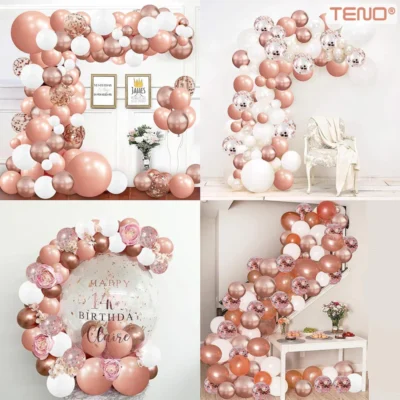 Set 25 Baloane, Pentru Petreceri/Aniversari/Evenimente, O Singura Dimensiune, Latex, Rose Gold, TENO773