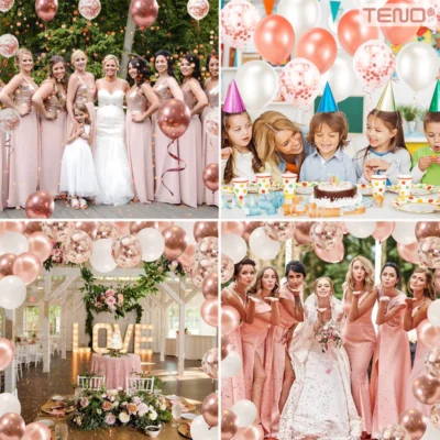 Set 10 Baloane, Confeti, Pentru Petreceri/Aniversari/Evenimente, O Singura Dimensiune, 2 Culori, Latex, Rose Gold, TENO727